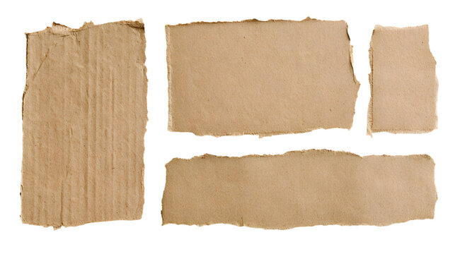 Torn cardboard pieces isolated on transparent background isolated on transparent background