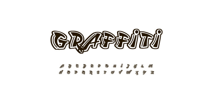 Graffiti Youth Font Youthful Alphabet for Skater Quotes. Marker Graffiti Street Art Letter Set Dynamic Bold Strokes. Spirited Expressive Headline, Urban Fonts Design. Vector typeset