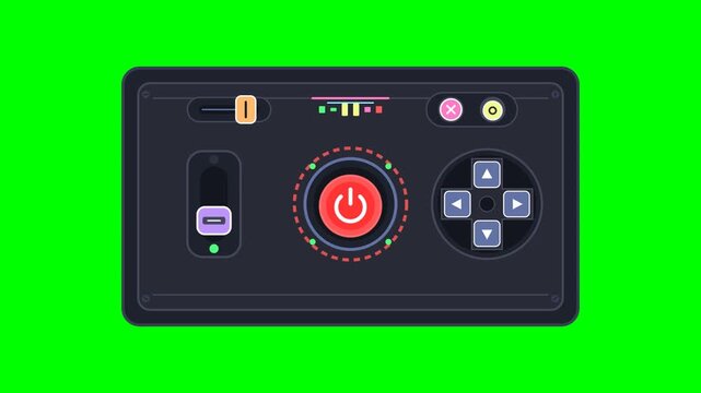 Animated futuristic control panel with buttons and sliders