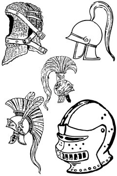 Hand drawn ancient people's helmet vector illustration