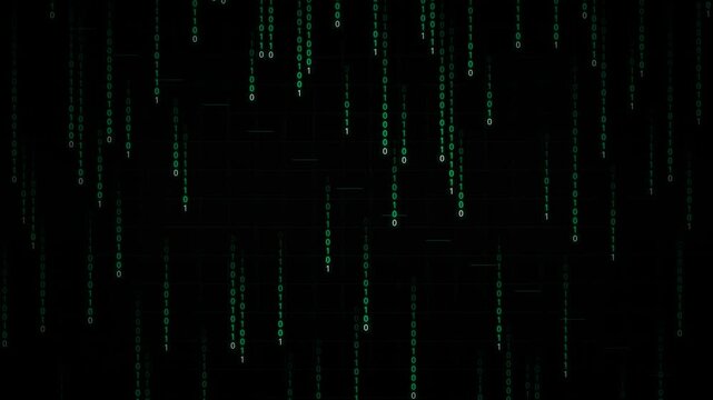 Digital Matrix Binary Code Rain Background