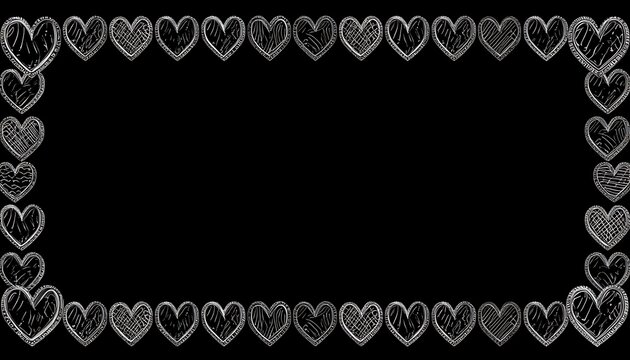 Elegant Black Marble Texture Background with Luminous Line Heart Border Frame for Wedding Invitation