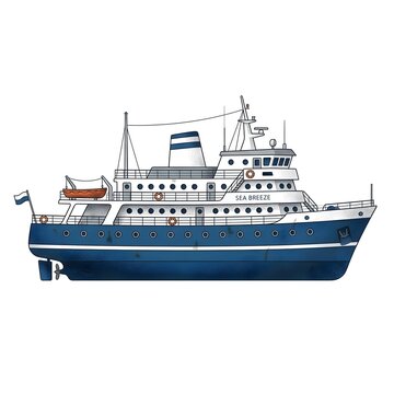 Passenger ship cruise liner side view illustration