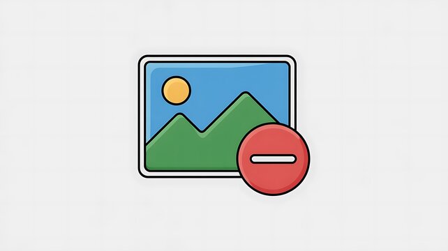 Image file error icon with minus sign