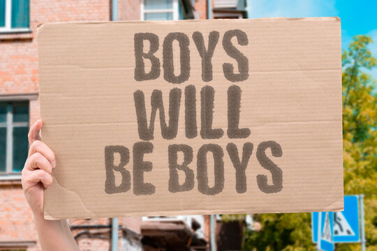 "Boys Will Be Boys" An excuse that teaches boys their actions have no cost. MASCULINITY. EXCUSE. HARASSMENT. CULTURE.