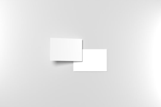 Realistic blank white postcard illustration on a grey background. 3D Render. 