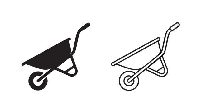 wheelbarrow vector icon silhouette with line art silhouette with line silhouette with line art vector icon