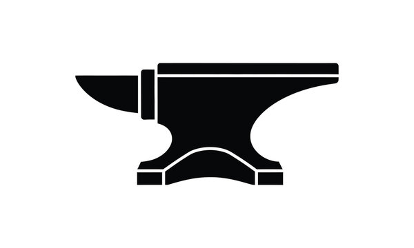 Blacksmith anvil silhouette isolated on white background for metalworking branding and industrial design