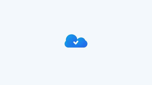 Blue cloud uploading file with animated digital progress and success indicator