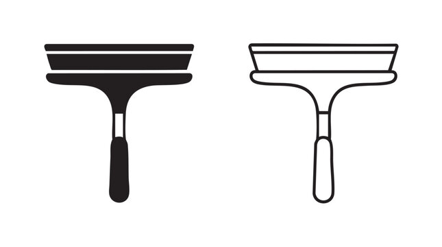 window cleaning tool vector icon silhouette with line art design silhouette with line art vector icon