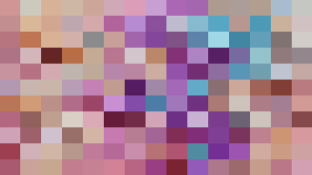 Eclectic multicolored pixel mosaic art background with contrasting pastel and deep jewel tones for unique digital textures and creative abstract design concepts