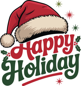  Red and Green Happy Holiday Christmas Typography
