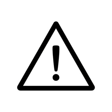 Black warning triangle sign with exclamation mark icon suitable for safety hazard alerts UI interfaces and traffic notice designs.