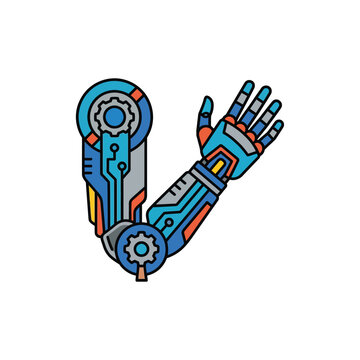 mechanical limb vector icon futuristic robotic arm illustration for tech concept