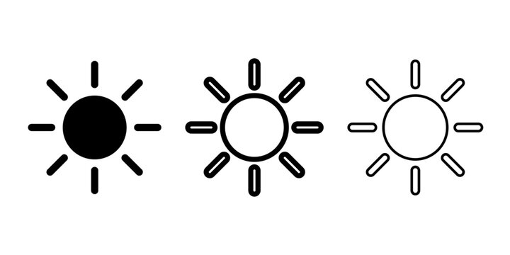 Sun brightness adjustment icons in minimalist style