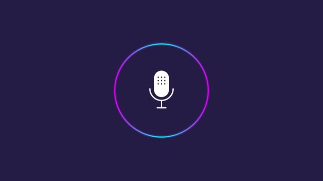 Animated Audio Microphone Voice Recognition Soundwave Frequency Spectrum Motion Graphic Loop Featuring Futuristic Digital Technology Elements for Corporate and UI Presentations