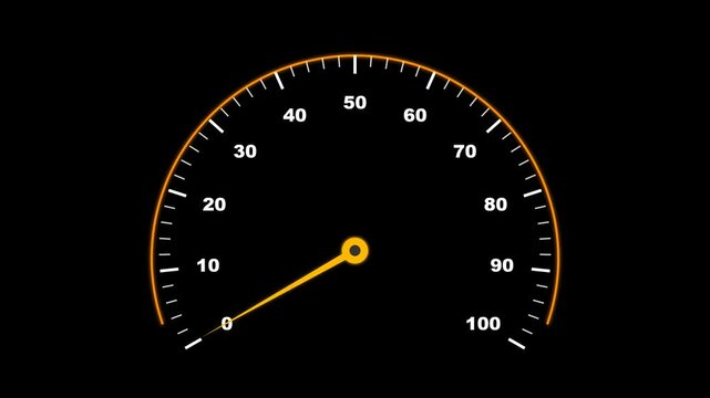 Animated Speedometer Performance Gauge Hud Indicator Animation Motion Graphic Loop Featuring Futuristic Digital Technology Elements for Corporate and UI Presentations