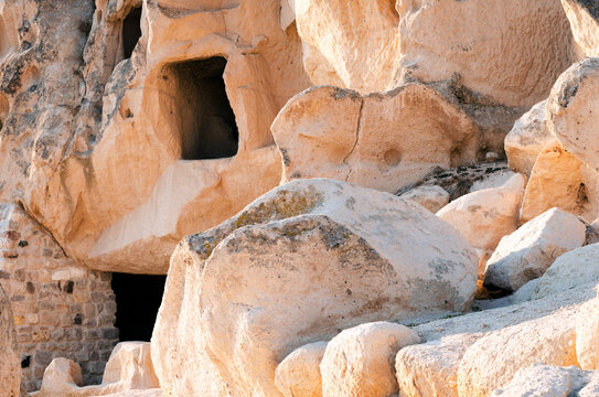 Natural geological caves formation in Cappadocia, Turkey