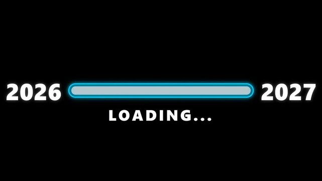 Animated 2027 Loading Bar Digital Progress Hud Animation Motion Graphic Loop Featuring Futuristic Digital Technology Elements for Corporate and UI Presentations