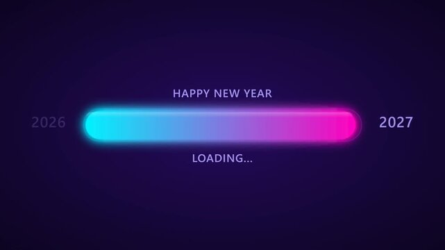 Animated 2027 Loading Bar Digital Progress Hud Animation Motion Graphic Loop Featuring Futuristic Digital Technology Elements for Corporate and UI Presentations