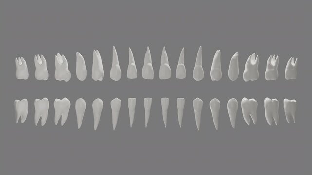 3D animation of human teeth aligning into dental arch form / Orthodontics and dentistry concept