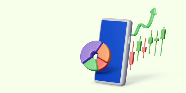 Finance Analytics Smartphone With Investment Chart, Growth Arrow And Business Data Visualization
