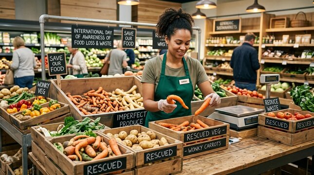 Sustainable Supermarket Worker Promoting Imperfect Produce for Food Waste Awareness