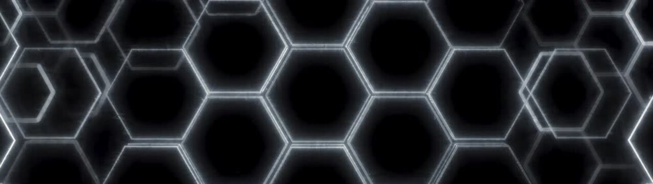 Cybersecurity and data protection concept glowing digital honeycomb pattern with dark background abstract technology network and connectivity motion.