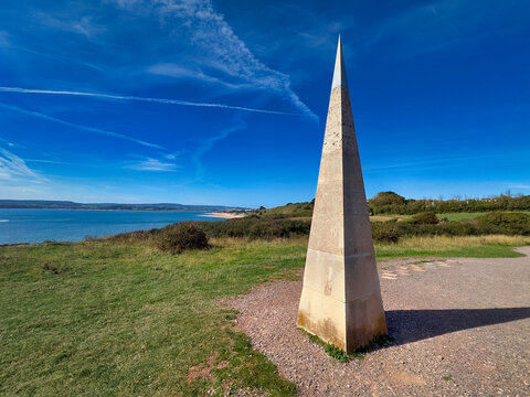 The Geoneedle Monument at Orcombe Point Marking the Start of the Jurassic Coast World Heritage Site in Exmouth Devon UK