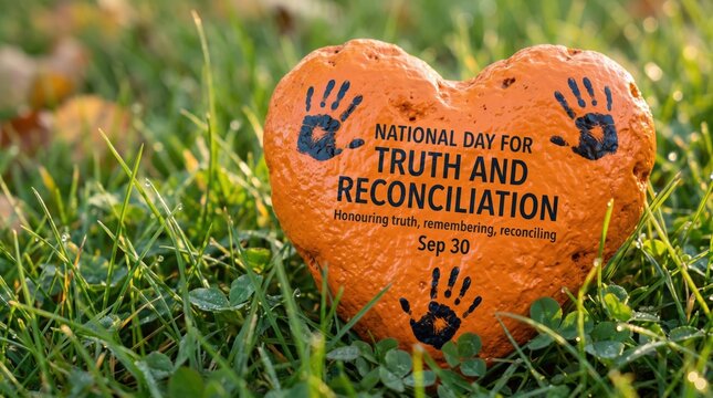 Pumpkin with national day for truth and reconciliation handprints sep 30
