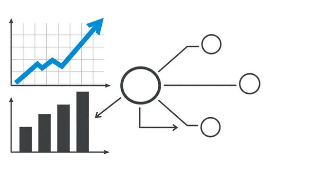 Business growth data chart animation showing rising trends and connected nodes for professional financial market analysis