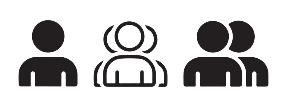 Multiple user icons representing group of people and community for social network.