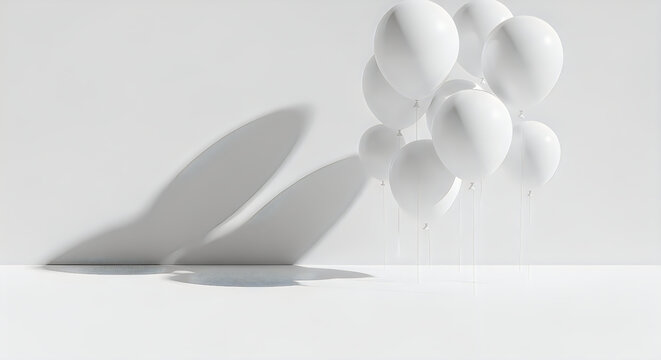 White balloons floating with shadow effect