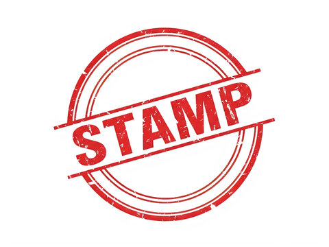 Red round rubber stamp with the word stamp isolated on a white background isolated on transparent background