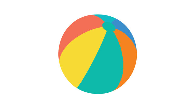 Colorful inflatable beach ball for children playing games on the sand. Cute isometric vector icon illustration of summer vacation toy and outdoor sport equipment.   