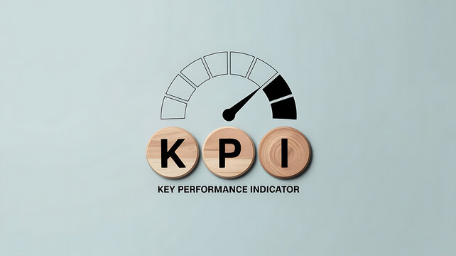 Key Performance Indicator (KPI) concept with a strategic gauge measuring business success and goal achievement for company growth and efficiency