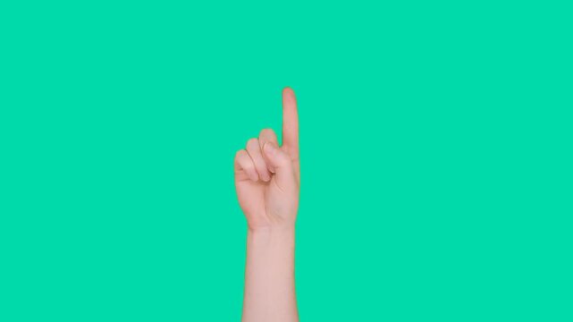 one hand, two fingers, green background