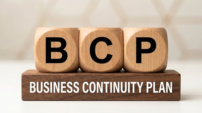 Bcp text on wooden blocks representing business continuity plan with business