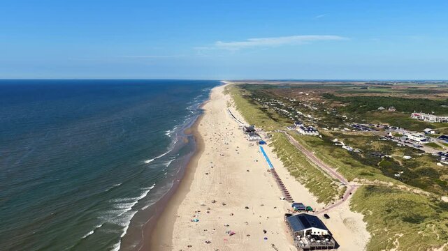 Aerial view of De Koog beach and town on Texel, the Netherlands