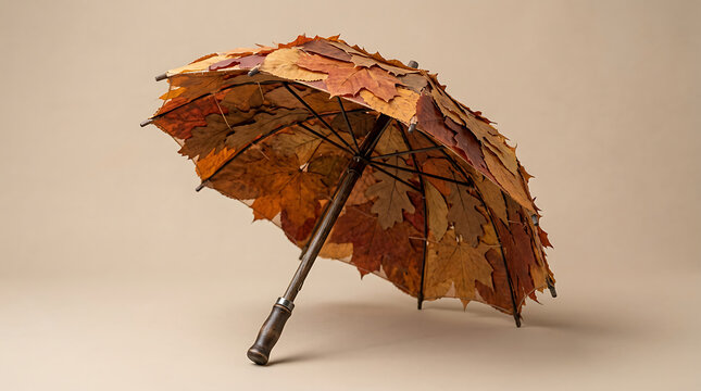 Autumn leaf umbrella showcasing seasonal creativity for branding and marketing