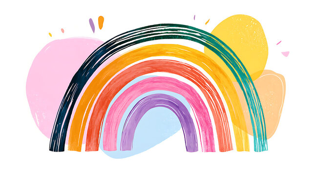 Creative infographic template with a rainbow drawn with marker.