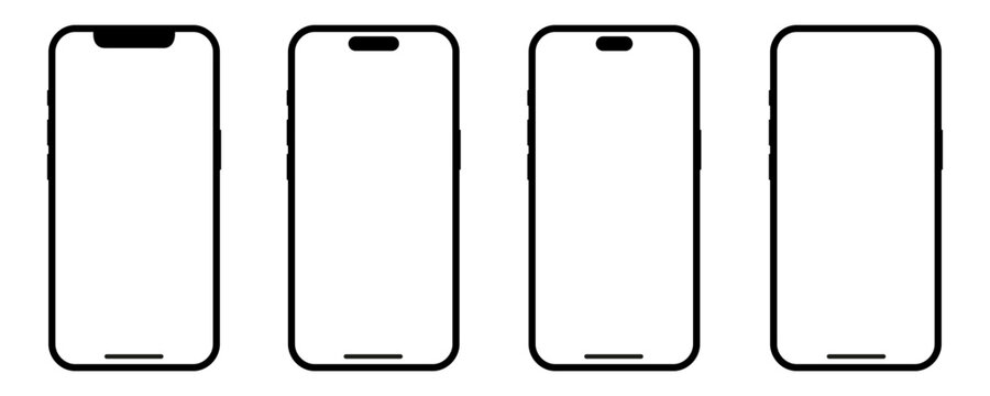 Smartphone frame mockup set, modern mobile screen template evolution