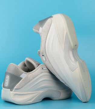Pair of gray sport soft shoes