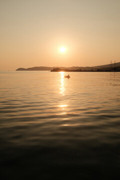Rowing in the sunset