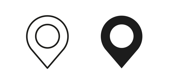 Map pin icon vector in outline and solid style - for stock