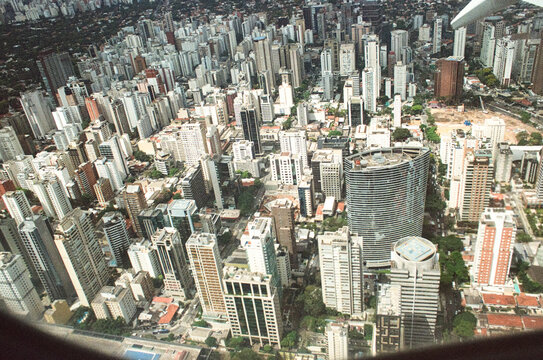 Dense S&atilde;o Paulo metropolitan skyline seen from above