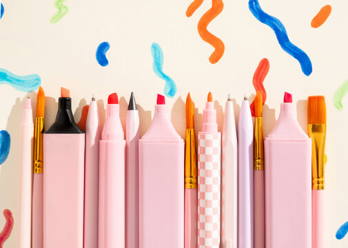 Various types of pens