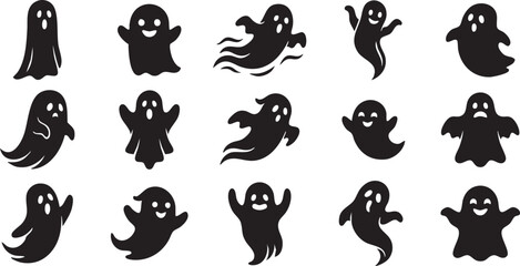 Obraz premium Ghost Collection of black ghost silhouettes for Halloween design