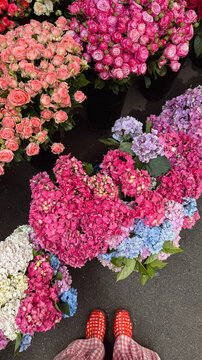 Colorful Flowers at a Street Flower Market