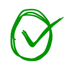 Green brush stroke check mark inside circle on white background © Design By Mehedi
